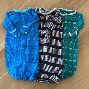 Bundle of 3 Kickee Pants Convertable Layette Baby Gowns